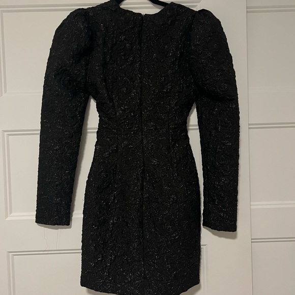 Zara puff sleeve textured weave dress with bow - Picture 5 of 10